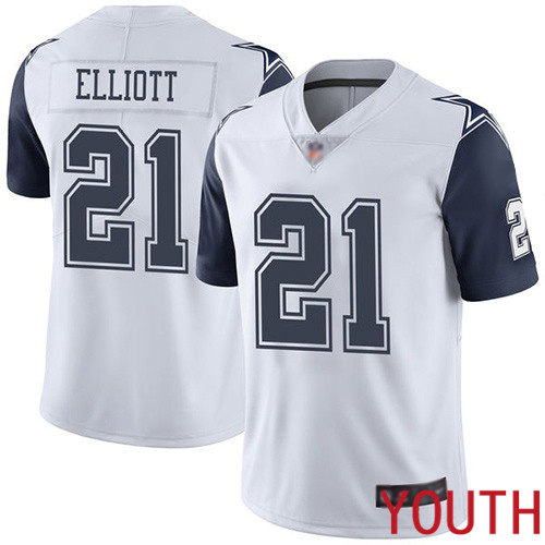 Youth Dallas Cowboys Limited White Ezekiel Elliott 21 Rush Vapor Untouchable NFL Jersey